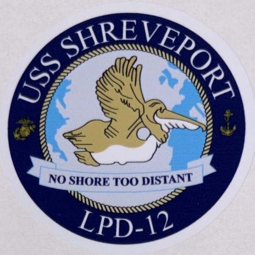 USN USS Shreveport LPD-12 “No Shore Too Distant” Sticker