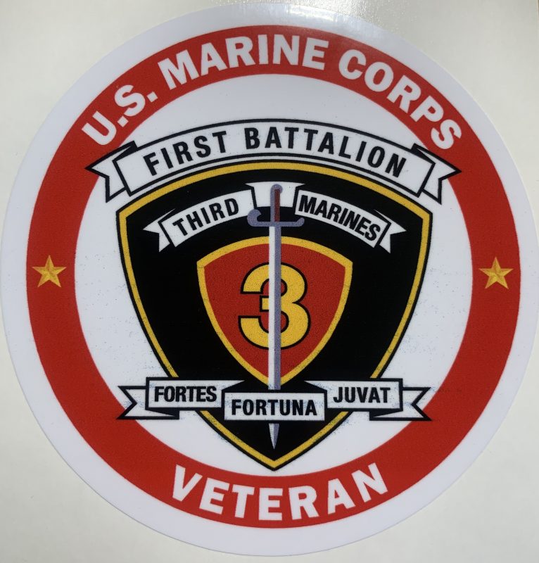 USMC First Battalion Third Marines Fortes Fortuna Juvat Veteran Sticker  D106 - Decal Patch - Co
