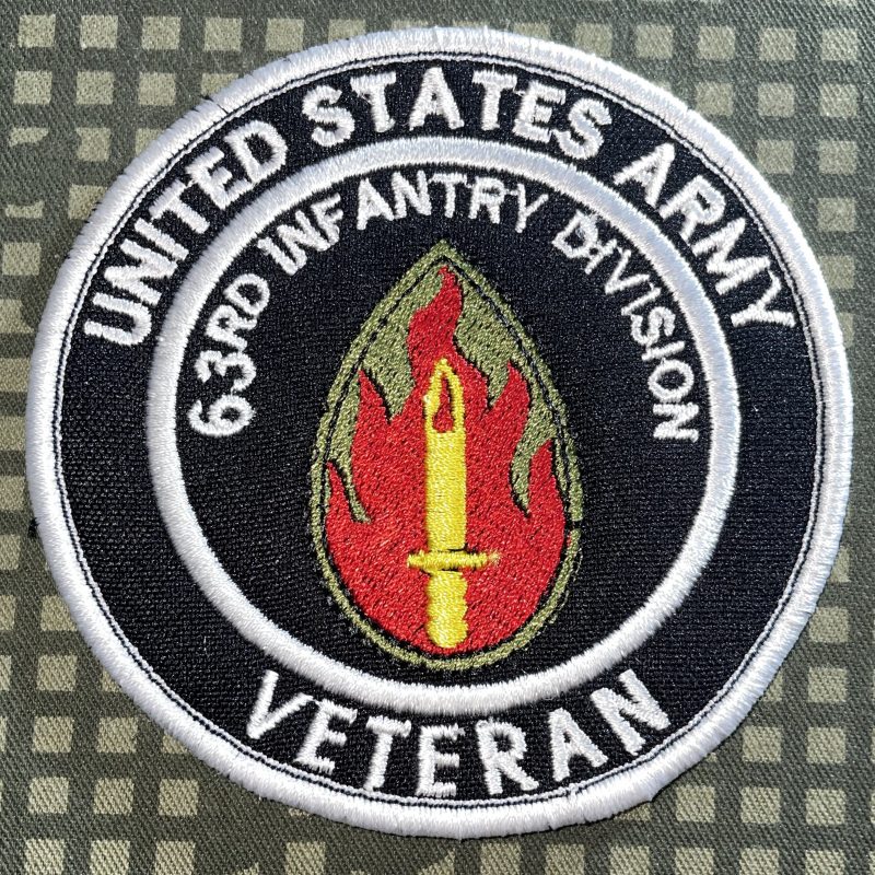US Army 63rd Infantry Division Veteran Patch - Decal Patch - Co