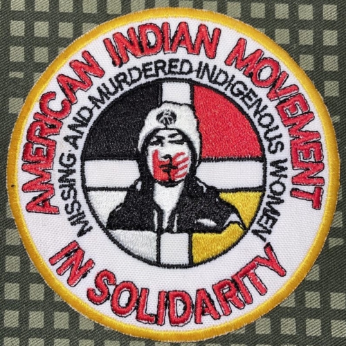 American Indian Movement in Solidarity Missing and Murdered Indigenous Women Patch 3″